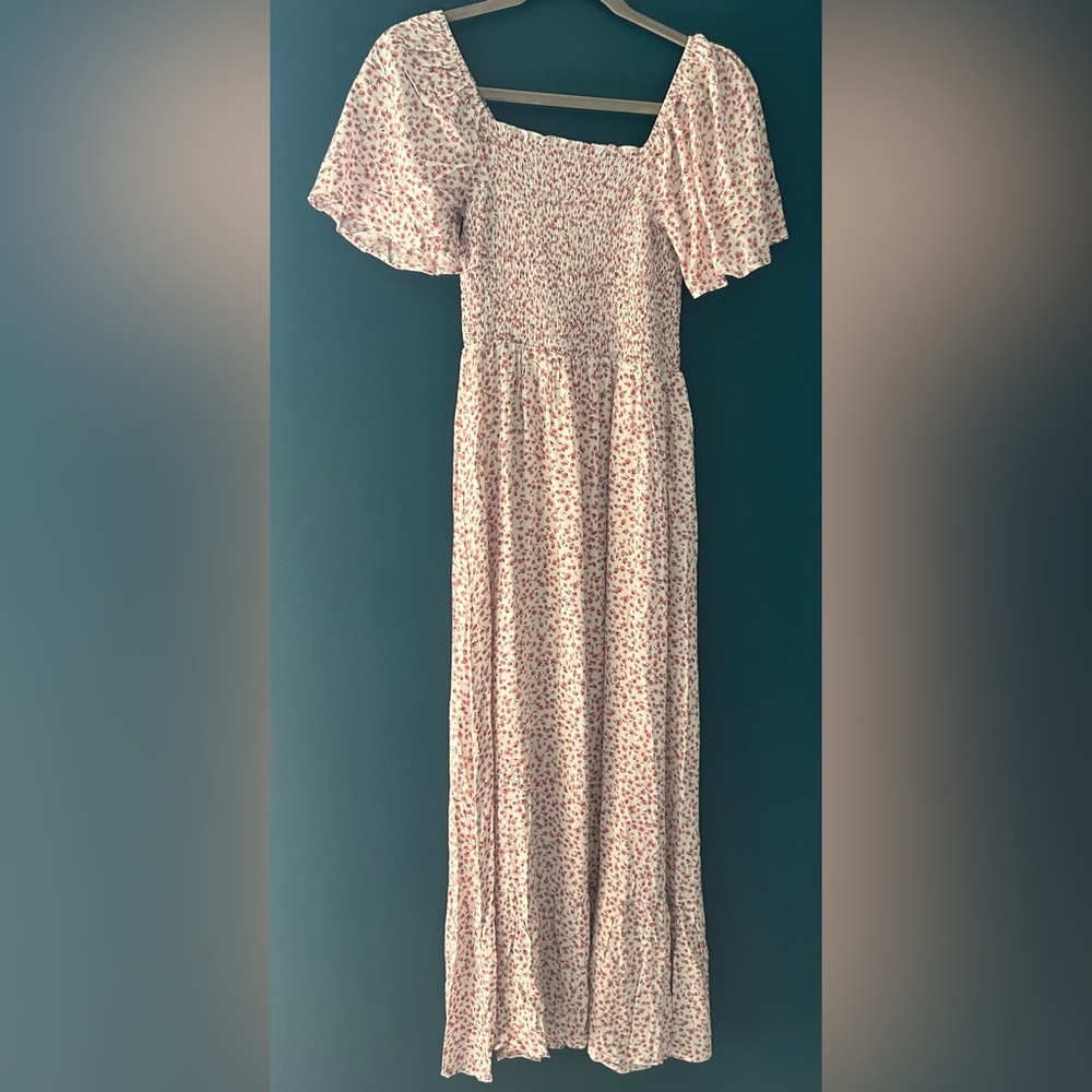 Pink floral maternity dress